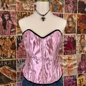 y2k pink satin corset